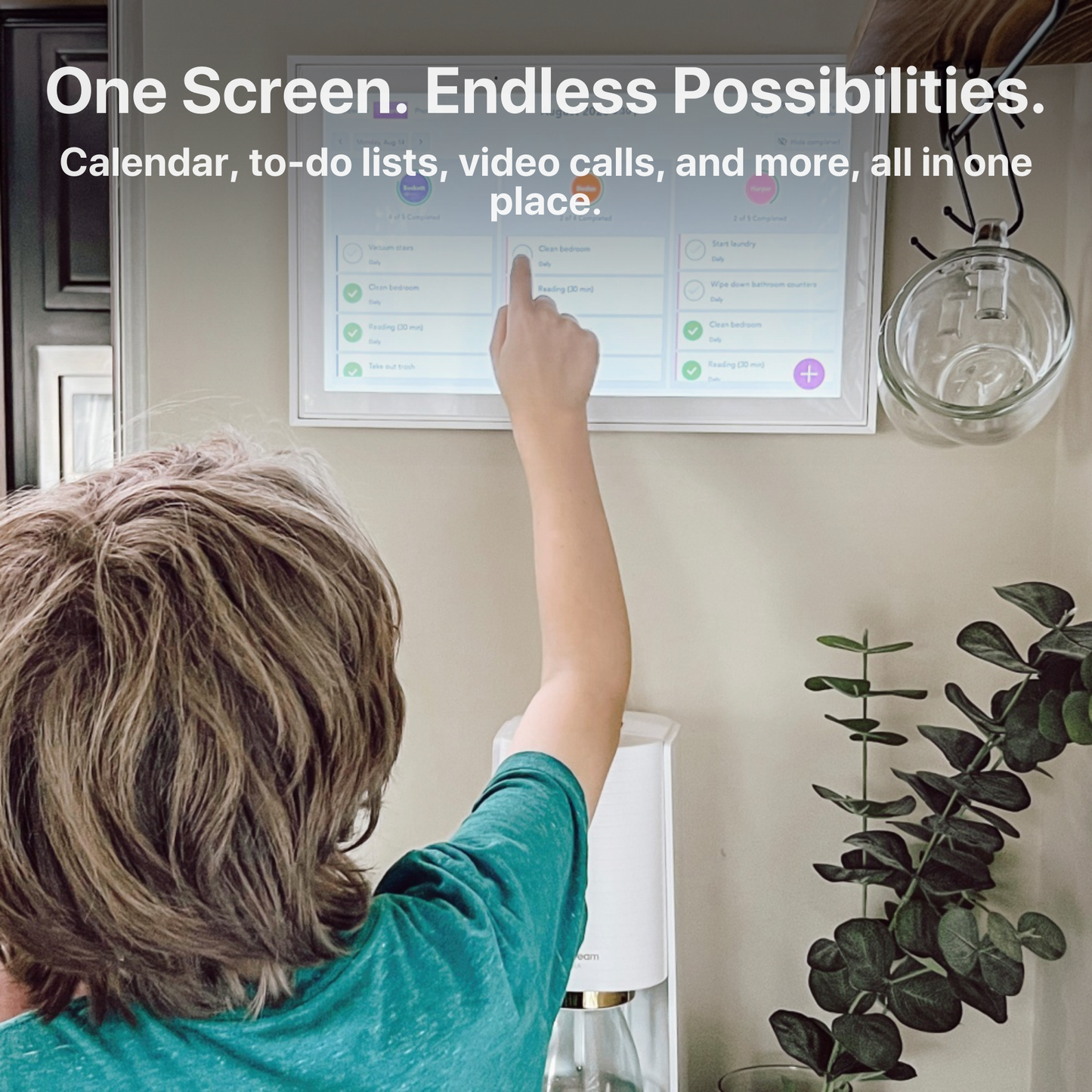 The Bigly Brothers 16-inches Smart Family Calendar, All-in-One Digital Planner with Auto-Sync, Chore Tracker & Meal Scheduling, Digital Calendar for To-Do Lists & Family Organizer