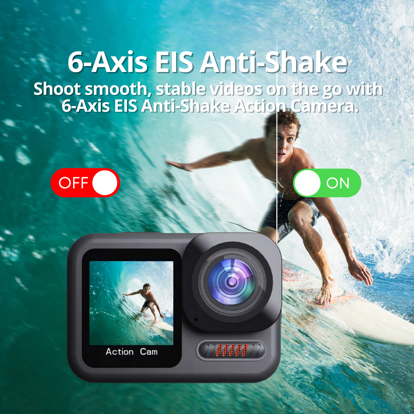 The Bigly Brothers Tribeca 2n2 Action Camera Vlogging Combo: 20M Waterproof With No Case, 64gb SdCard Included, 4K 60fps, 6-Axis Anti-Shake Stabilization, Dual Touch Screen, Wireless Remote Controller with a built-in Microphone for Extreme sports