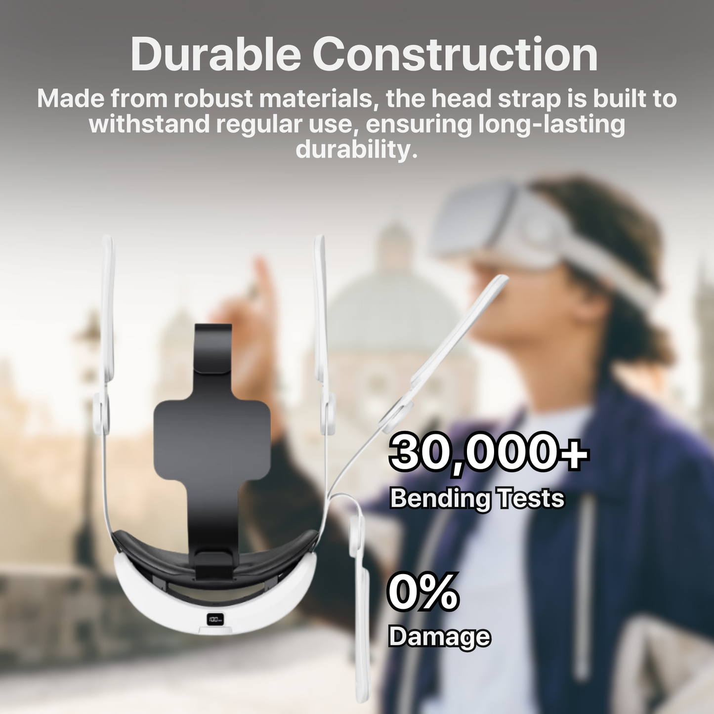 The Bigly Brothers 10000mAh Battery Head Strap compatible with Oculus/Meta Quest 3 Adjustable Elite Strap Replacement with LED Display, Rechargeable VR Accessory for Extended Playtime!