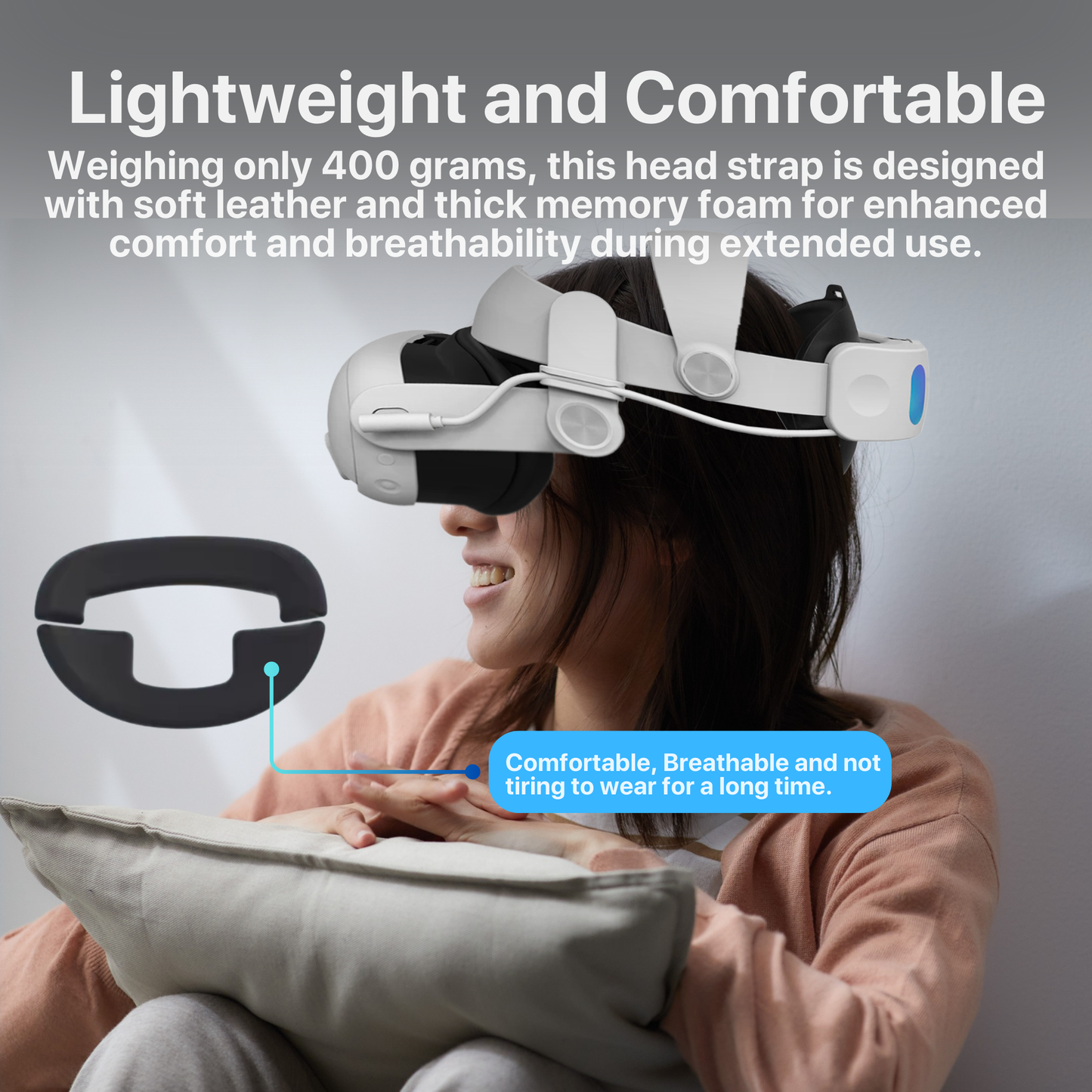 The Bigly Brothers 10000mAh Battery Head Strap compatible with Oculus/Meta Quest 3 Adjustable Elite Strap Replacement with LED Display, Rechargeable VR Accessory for Extended Playtime!