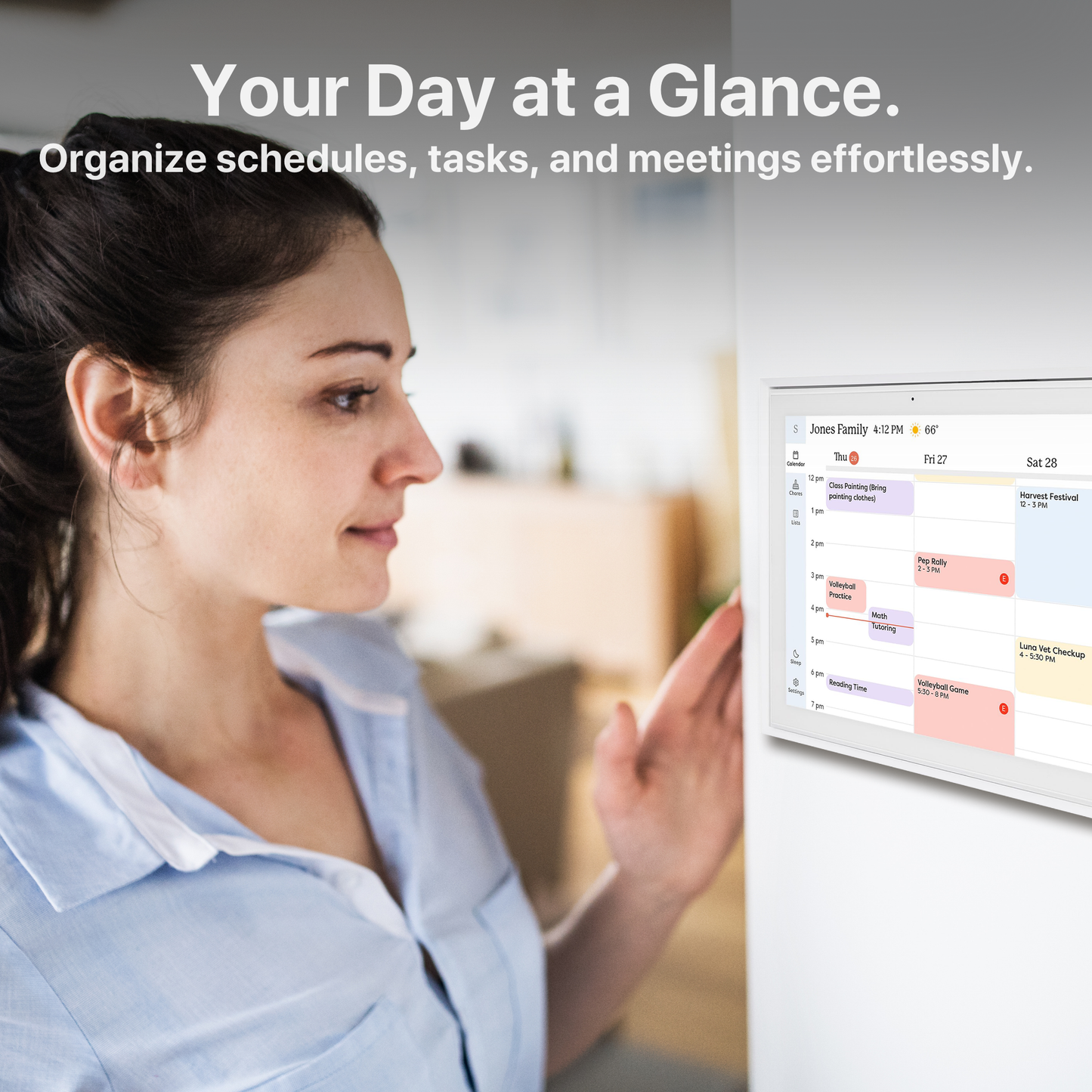 The Bigly Brothers 16-inches Smart Family Calendar, All-in-One Digital Planner with Auto-Sync, Chore Tracker & Meal Scheduling, Digital Calendar for To-Do Lists & Family Organizer