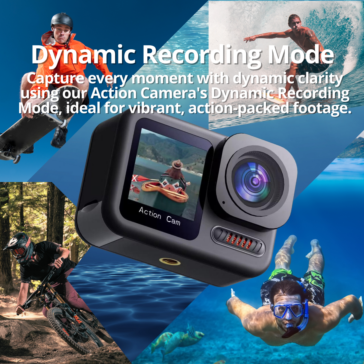 The Bigly Brothers Tribeca 2n2 Action Camera Vlogging Combo: 20M Waterproof With No Case, 64gb SdCard Included, 4K 60fps, 6-Axis Anti-Shake Stabilization, Dual Touch Screen, Wireless Remote Controller with a built-in Microphone for Extreme sports