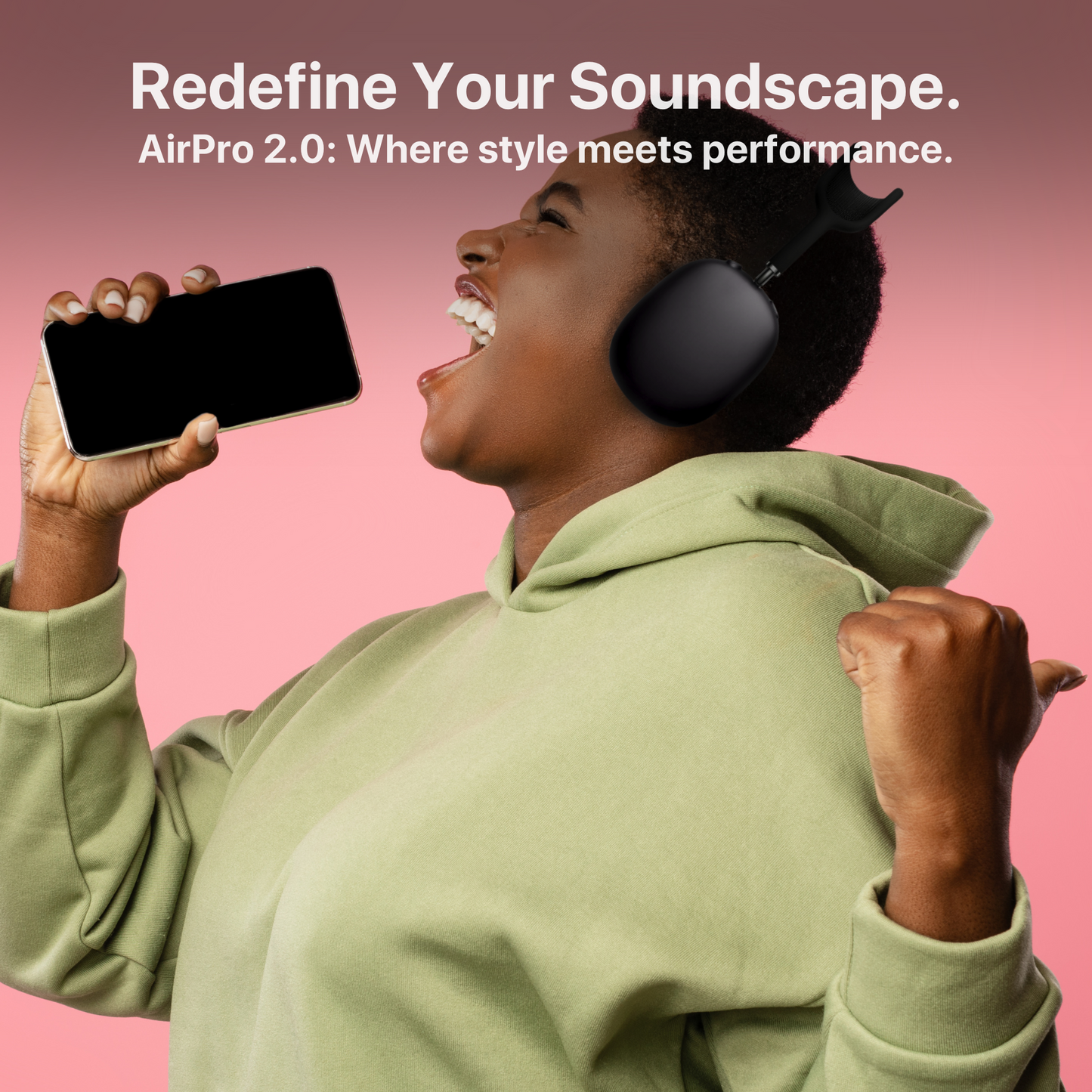 The Bigly Brothers AirPro 2.0 Wireless Over-Ear Headphones, Active Noise Cancellation, Personalized Audio, USB-C Charging, Compatible with Apple, Android, Xbox, PS5, PS4, PC, & Mac