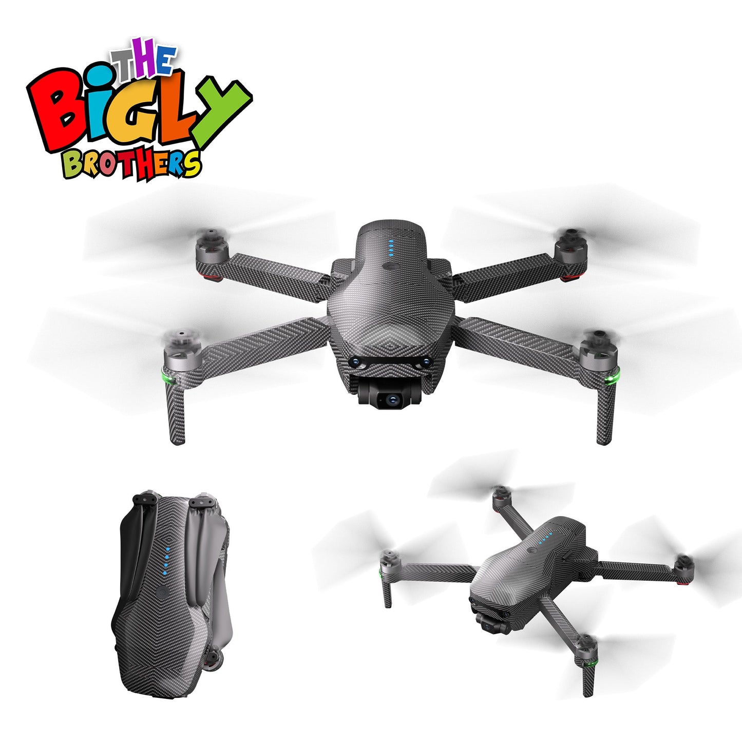 REFURBISHED: The Bigly Brothers GD96 Midnight Alpha Ultra HD, Built-In Binocular Long Range Obstacle Avoidance Drone with Carrying Case, 30-Mins Flight Time, 5km Range, 3-Axis Gimbal, GPS System, Follow Me Mode