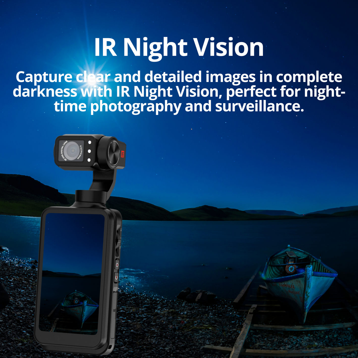 The Bigly Brothers Nimble 1 World Largest Pocket Camera with Gimbal, 3.5-inch Vlogging Camera Screen with 64gb SD Card, 3-Axis EIS Stabilization, 5K @30fps, 4k @60fps, AI Face tracking, IR night Vision, 120° Wide-Angle, 180° Rotatable Screen