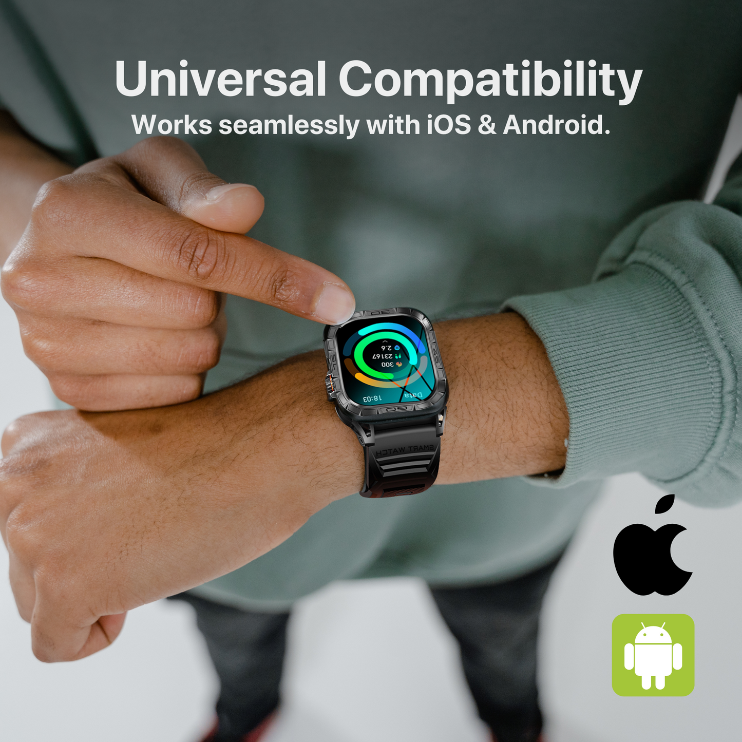 The Bigly Brothers All-in-1 Smart Watch, Men’s Watch Amoled Display with Call/Text, Heart Rate, Blood Pressure, Oxygen Level Monitor, Sleep Tracker, 110+ Sport Modes, IP68 Waterproof