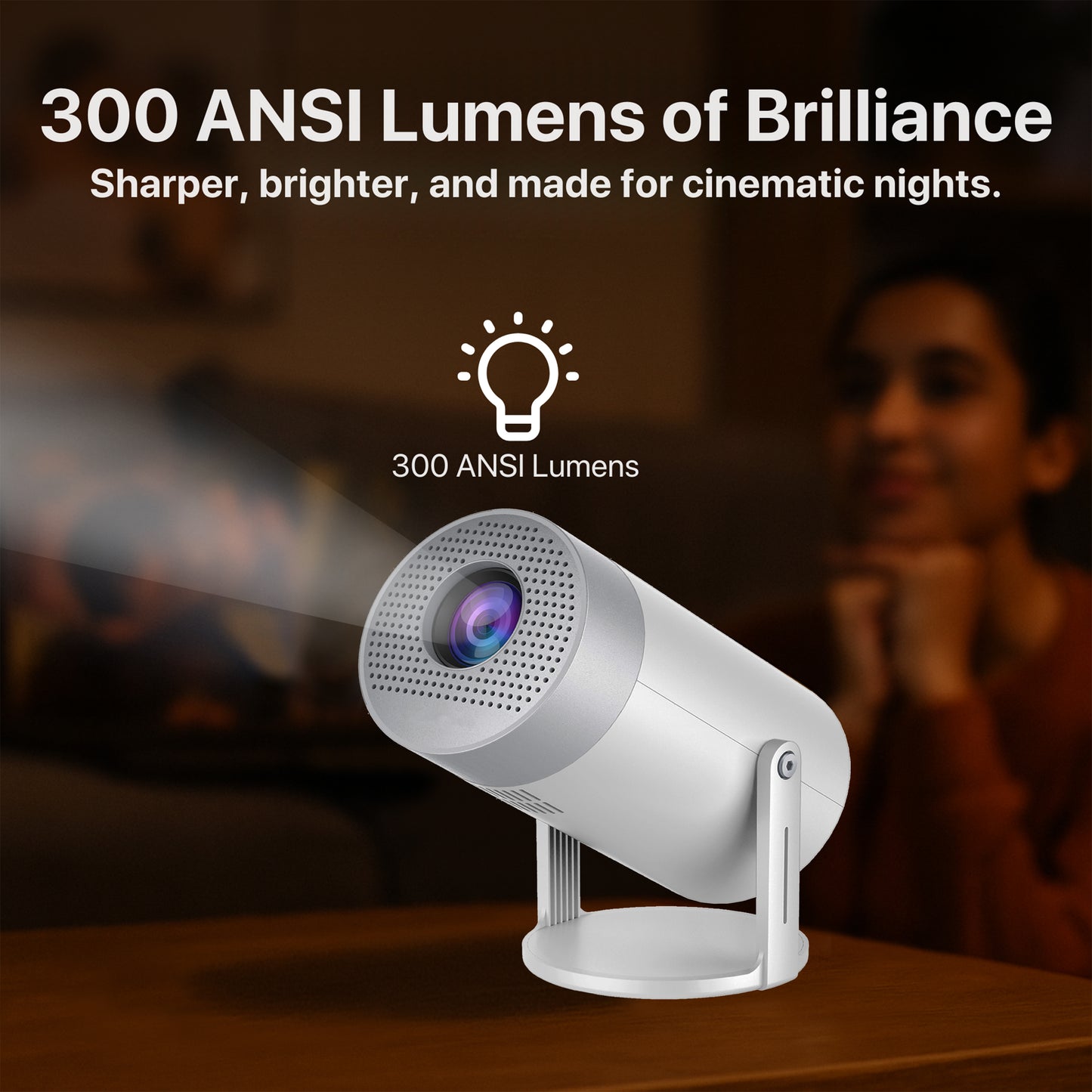 Projector Bundle - Projector Screen with Stand & Brother eye 4k Mini projector 300 lumens 2gb ram 16gb rom ultra fast , All in One Super Mini Projector