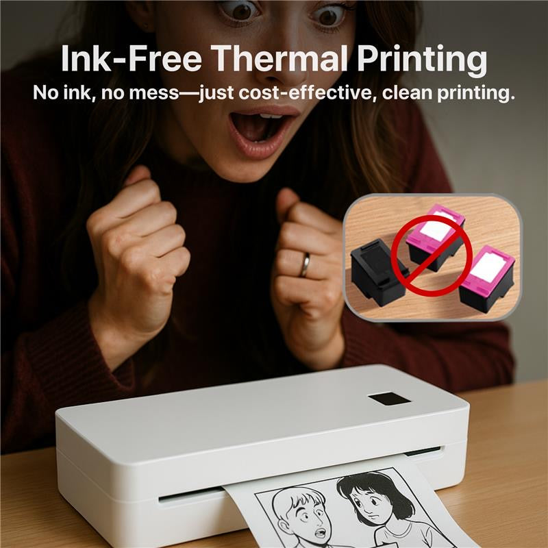 The Bigly Brothers Wireless 300DPI High Resolution Mini Printer – No Ink Required, Thermal Printer, Lightweight & Travel-Ready for School or Office Work