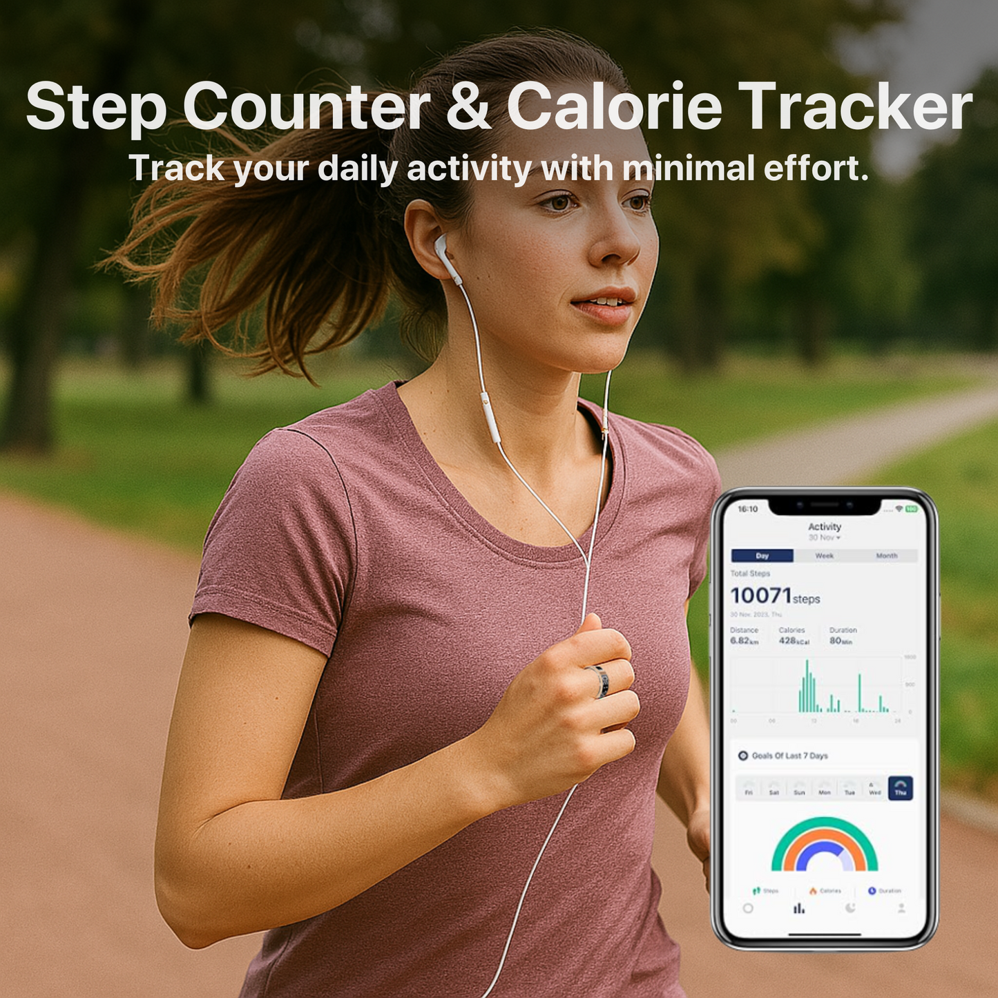 The Bigly Night Shade 1 AI Smart Ring  - Sleep/Heart and Health Tracker 4th gen chip technology,  Up To 10 Days Battery Life,  No APP Subscription (Black, Size 9)