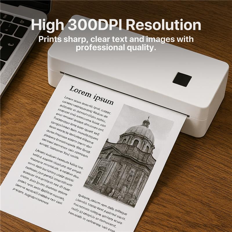 The Bigly Brothers Wireless 300DPI High Resolution Mini Printer – No Ink Required, Thermal Printer, Lightweight & Travel-Ready for School or Office Work