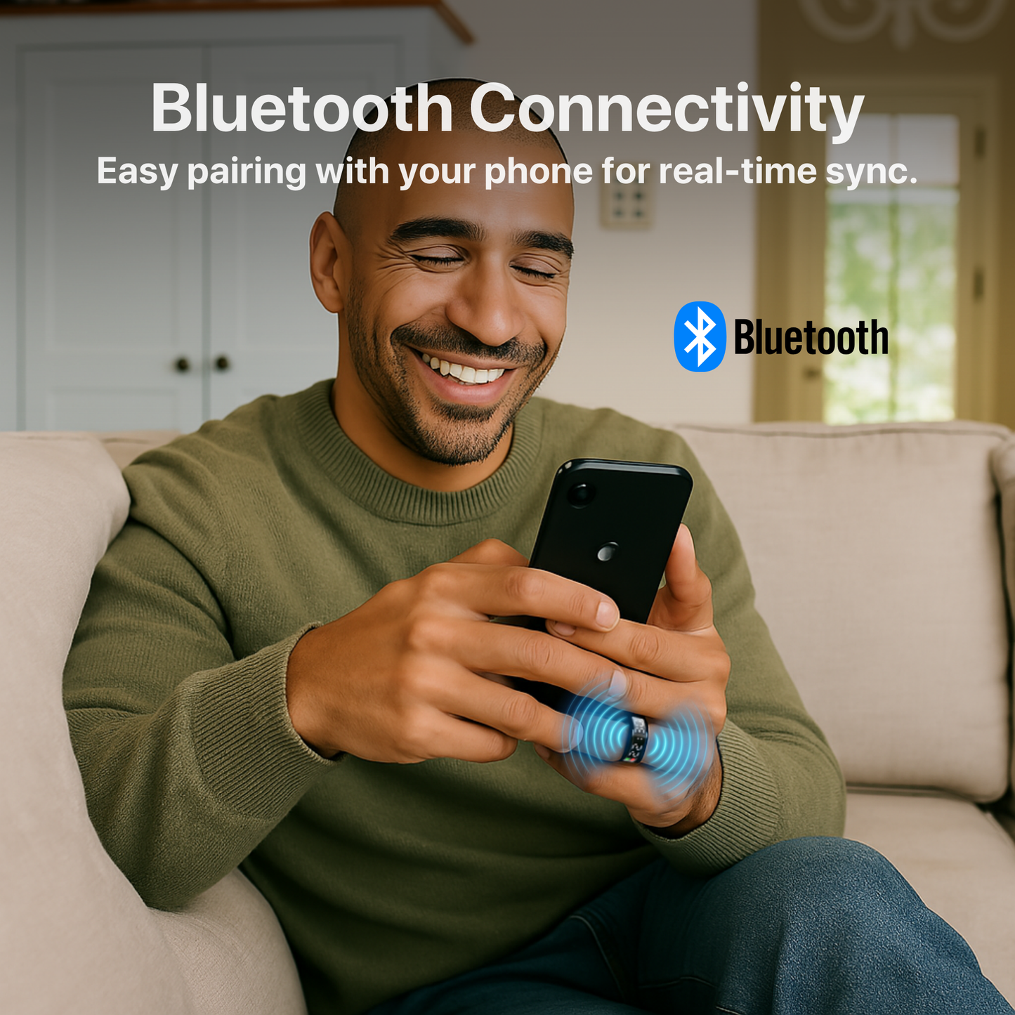 The Bigly Night Shade 1 AI Smart Ring  - Sleep/Heart and Health Tracker 4th gen chip technology,  Up To 10 Days Battery Life,  No APP Subscription (Black, Size 9)