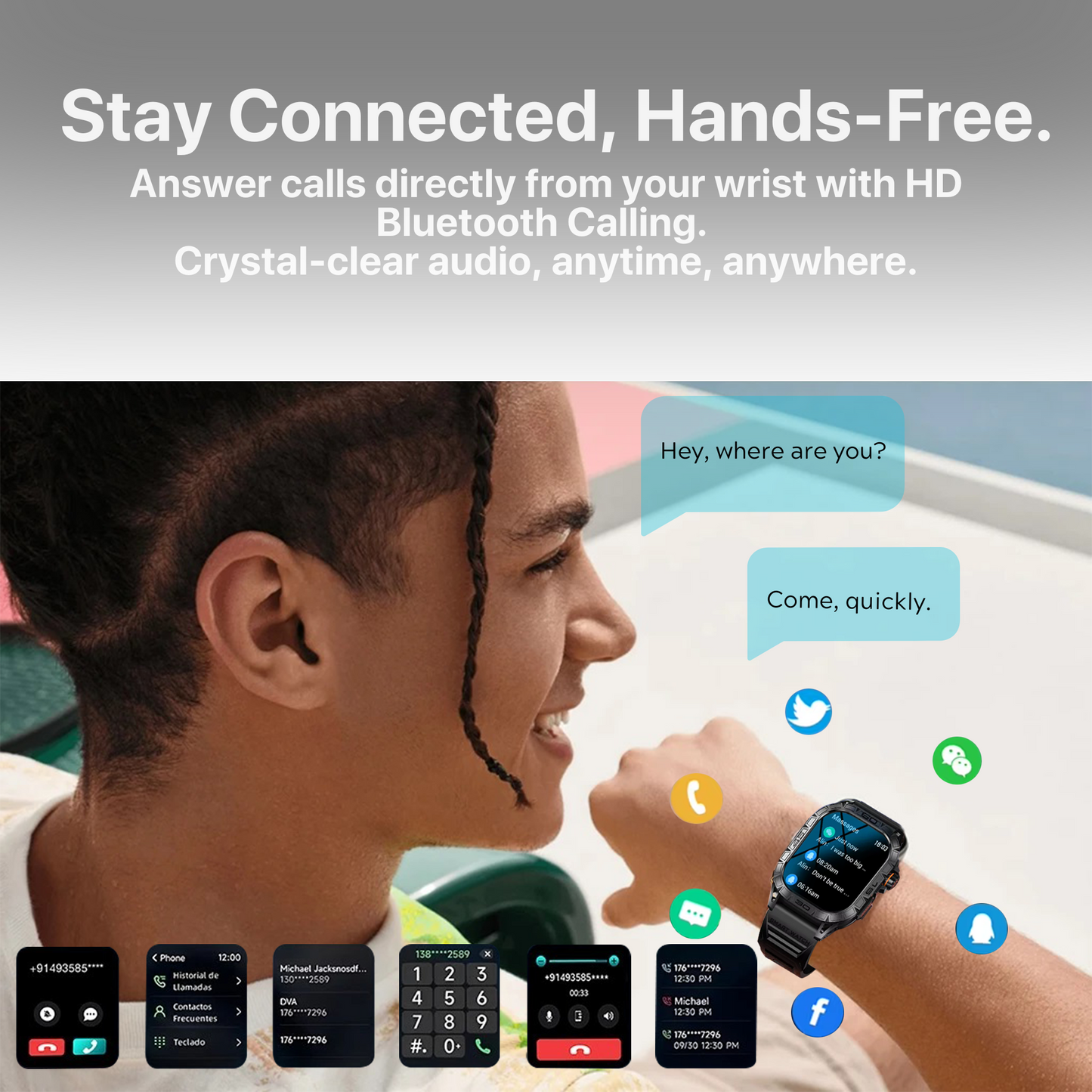 The Bigly Brothers All-in-1 Smart Watch, Men’s Watch Amoled Display with Call/Text, Heart Rate, Blood Pressure, Oxygen Level Monitor, Sleep Tracker, 110+ Sport Modes, IP68 Waterproof