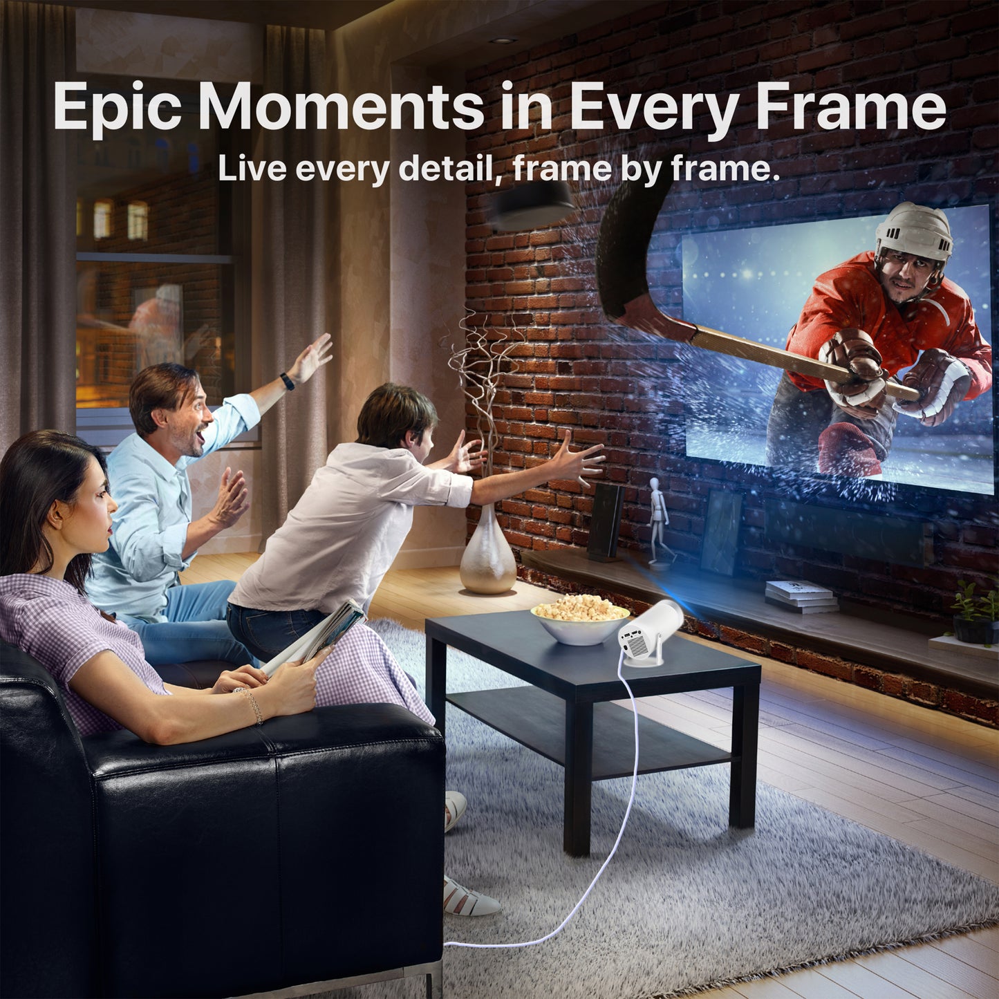 Projector Bundle - Projector Screen with Stand & Brother eye 4k Mini projector 300 lumens 2gb ram 16gb rom ultra fast , All in One Super Mini Projector