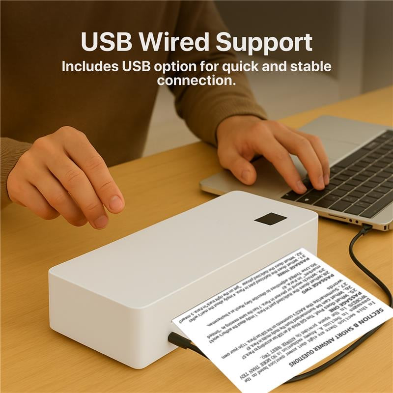 The Bigly Brothers Wireless 300DPI High Resolution Mini Printer – No Ink Required, Thermal Printer, Lightweight & Travel-Ready for School or Office Work