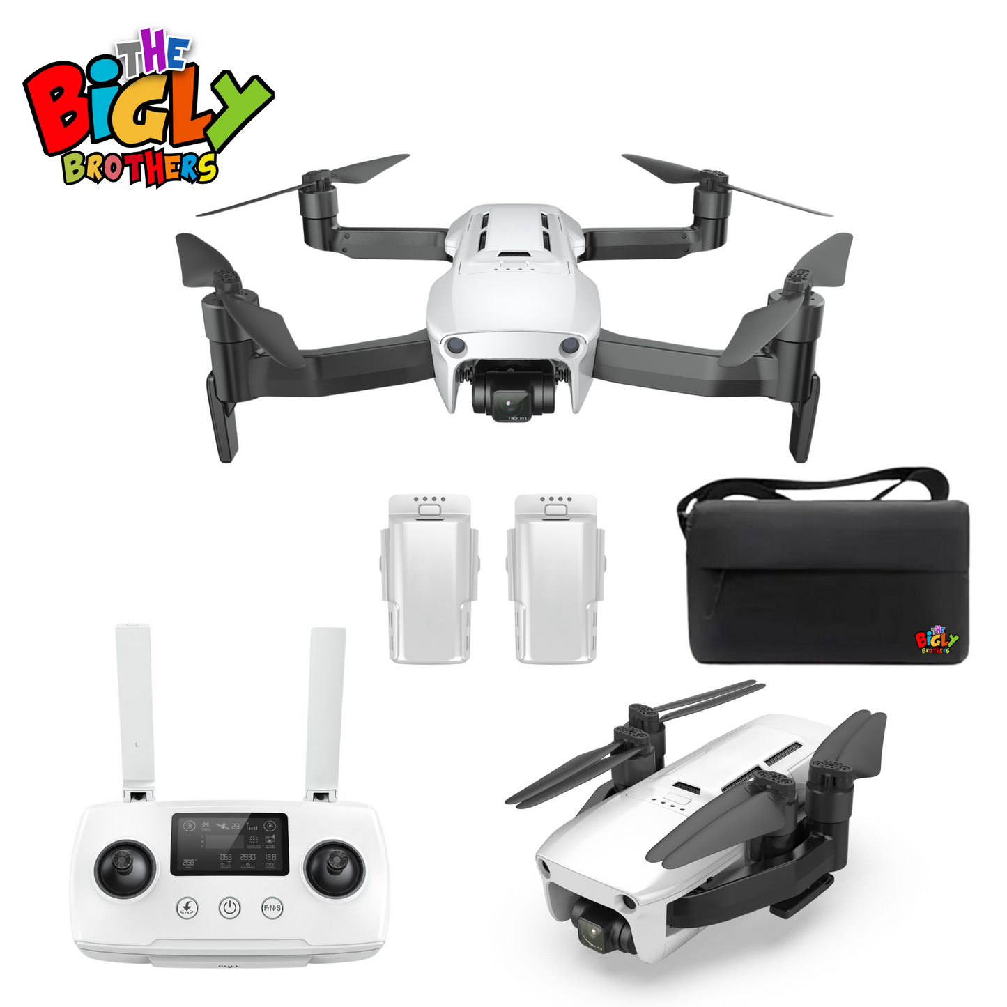 The Bigly Brothers Upgraded Ace 2+ Pro Sky Voyager Intrepid Class GPS Drone, 48MP Camera, 106-Mins Flight, 16km Range, Ultra-Stable 3-Axis Gimbal, Level 8 Wind Resistance, Waterproof/Snowproof, Heavy Duty Professional Grade Drone