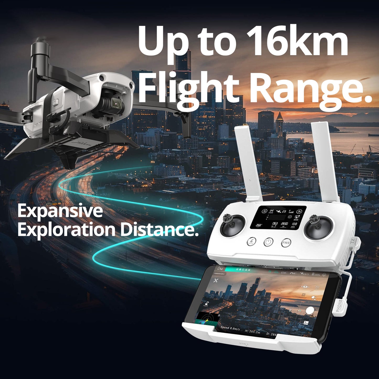The Bigly Brothers Upgraded Ace 2+ Pro Sky Voyager Intrepid Class GPS Drone, 48MP Camera, 106-Mins Flight, 16km Range, Ultra-Stable 3-Axis Gimbal, Level 8 Wind Resistance, Waterproof/Snowproof, Heavy Duty Professional Grade Drone