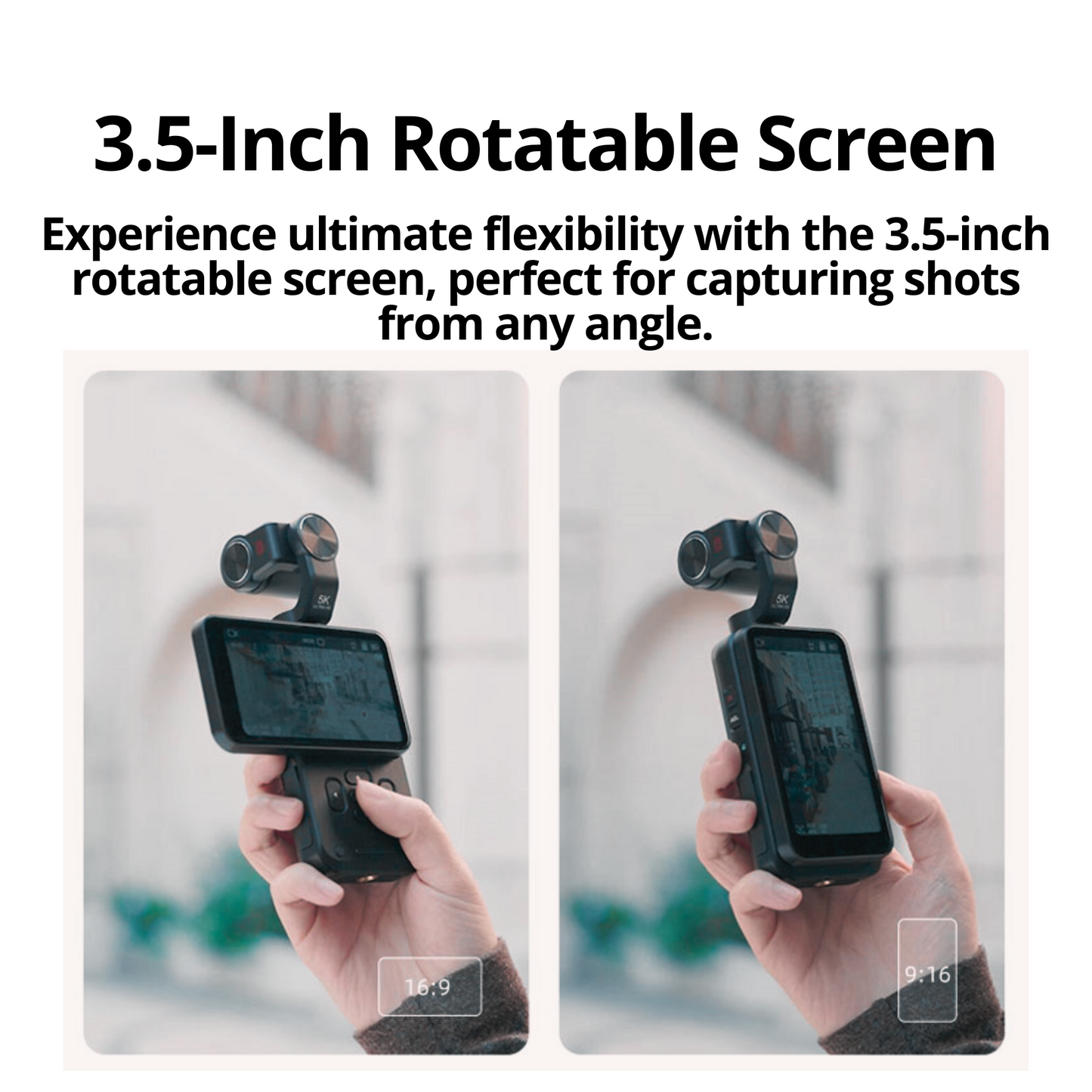 The Bigly Brothers Nimble 1 World Largest Pocket Camera with Gimbal, 3.5-inch Vlogging Camera Screen with 64gb SD Card, 3-Axis EIS Stabilization, 5K @30fps, 4k @60fps, AI Face tracking, IR night Vision, 120° Wide-Angle, 180° Rotatable Screen